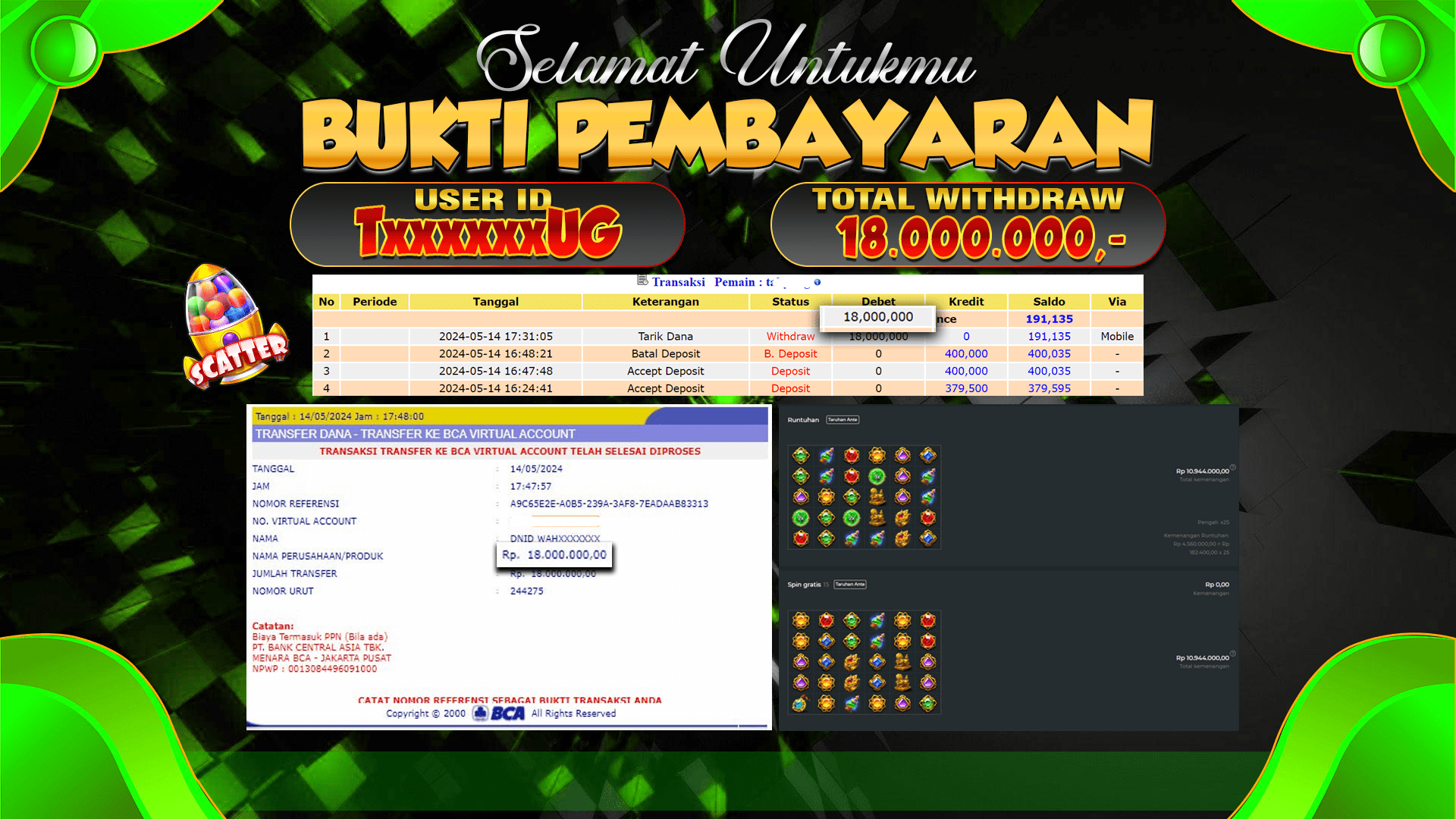 NYAITOGEL Bukti Jackpot Slot Di Gates Of Gatot Kaca Rp.18.000.000,-
