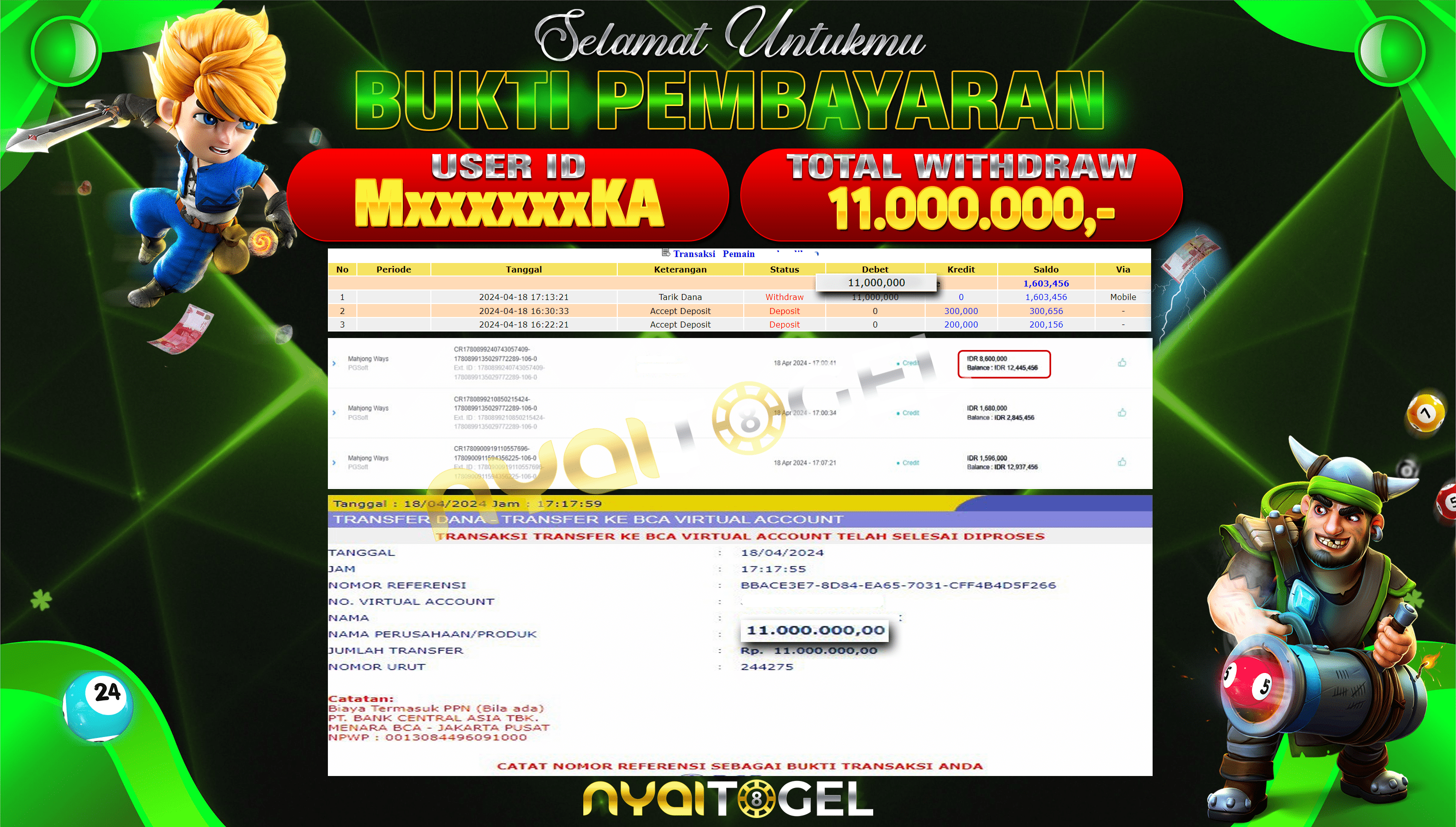 NYAITOGEL Bukti Jackpot Slot Di Mahjong Ways Rp.11.000.000,-