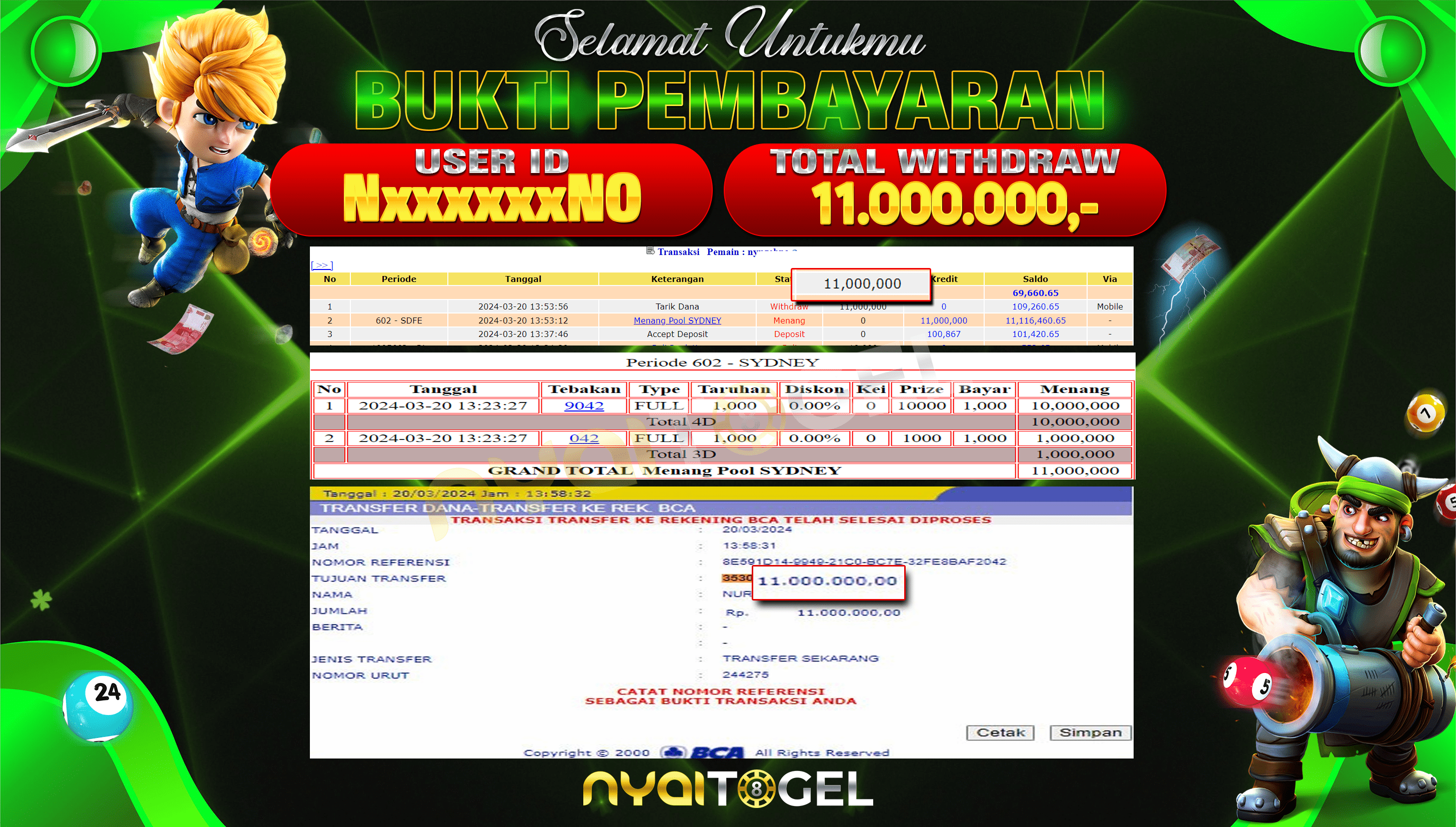 NYAITOGEL Bukti Jackpot Togel Di Pasaran Sdyney Rp.11.000.000,-