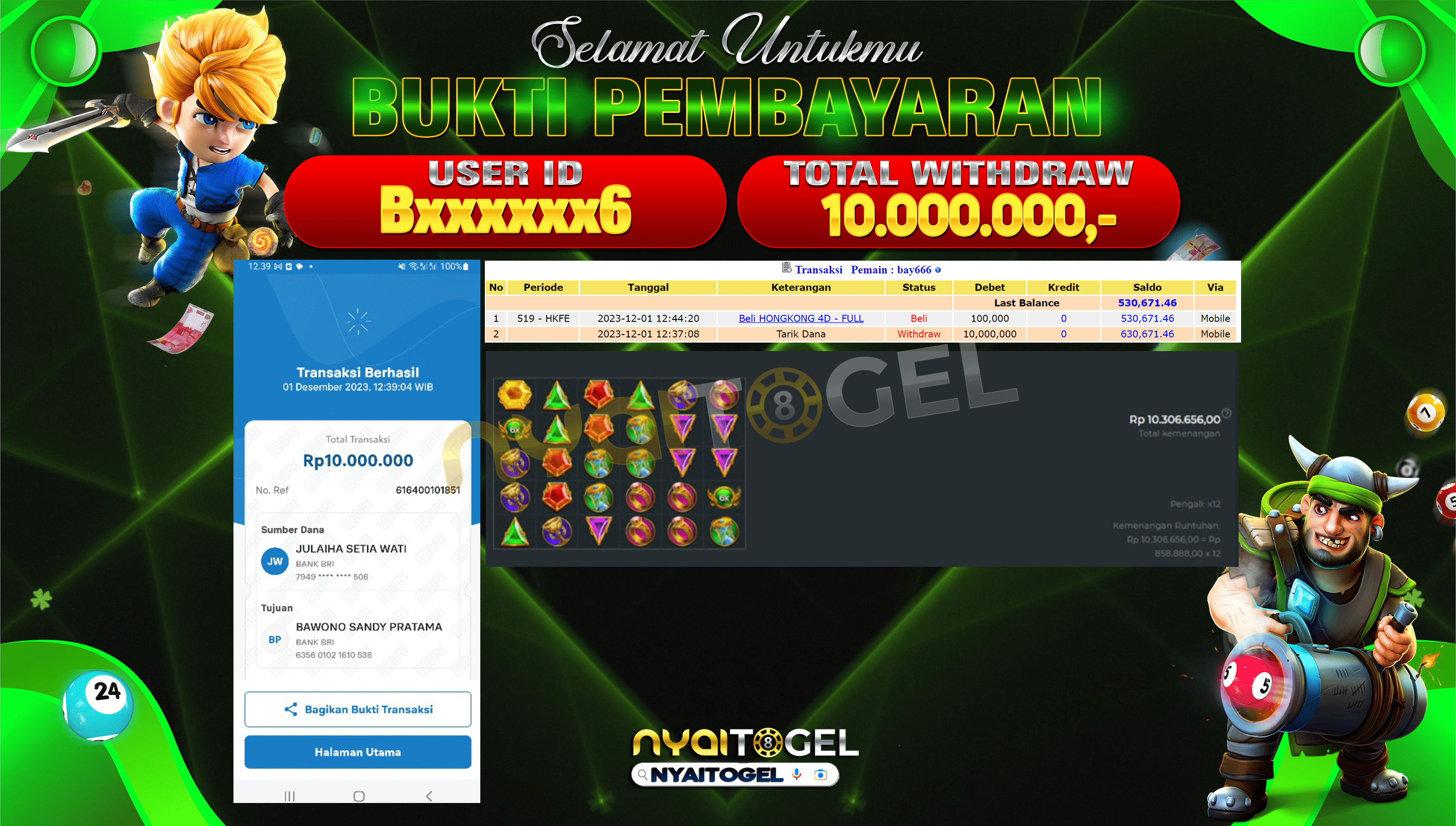 NYAITOGEL Bukti Jackpot Slot Di Gates Of Olympus Rp.10.000.000,-