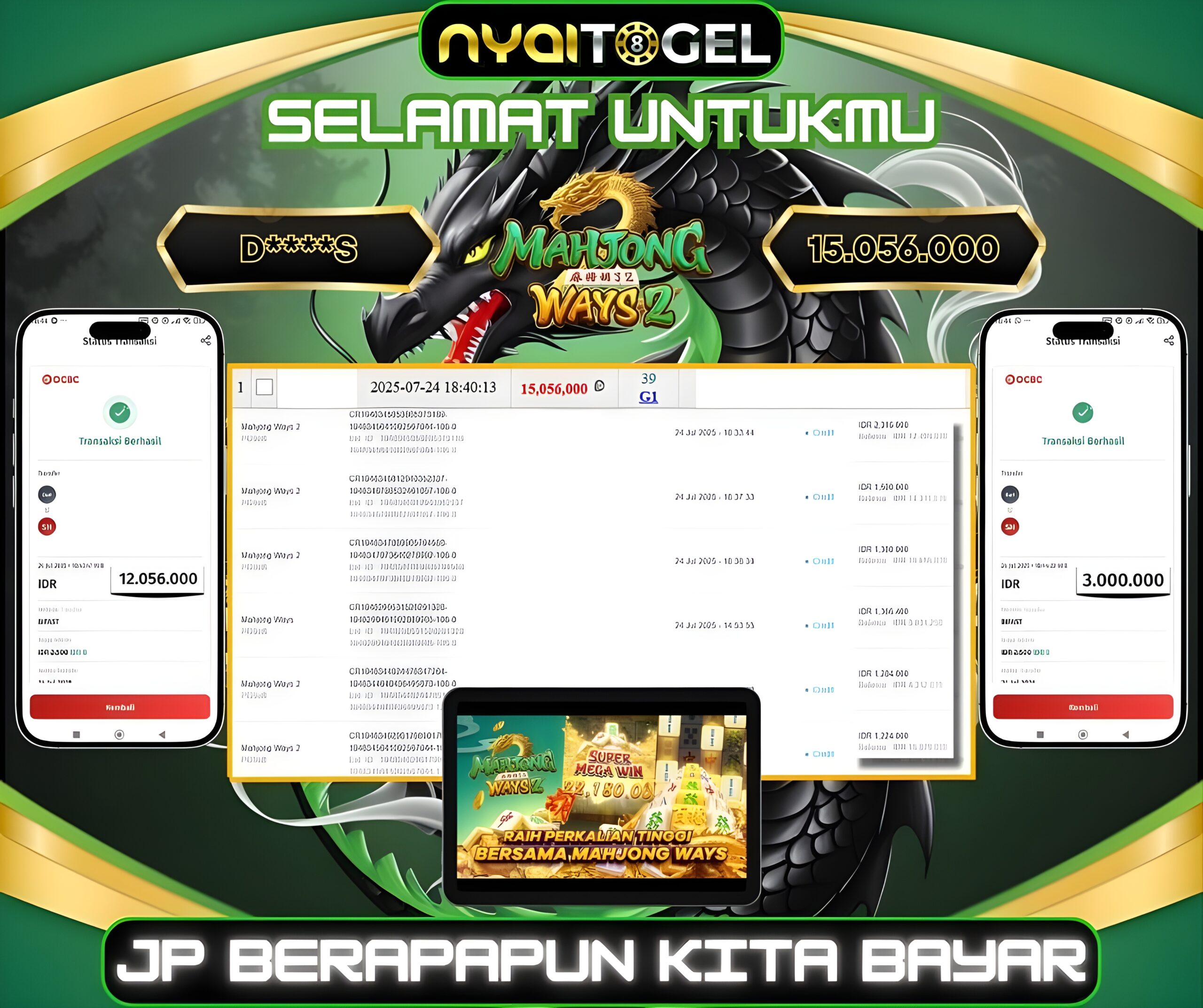 bukti jp slot
