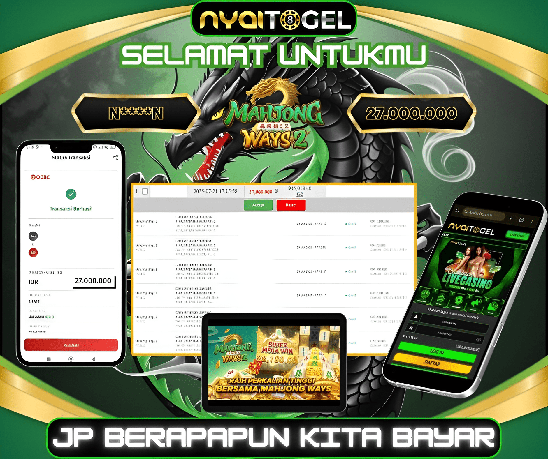 bukti jp slot