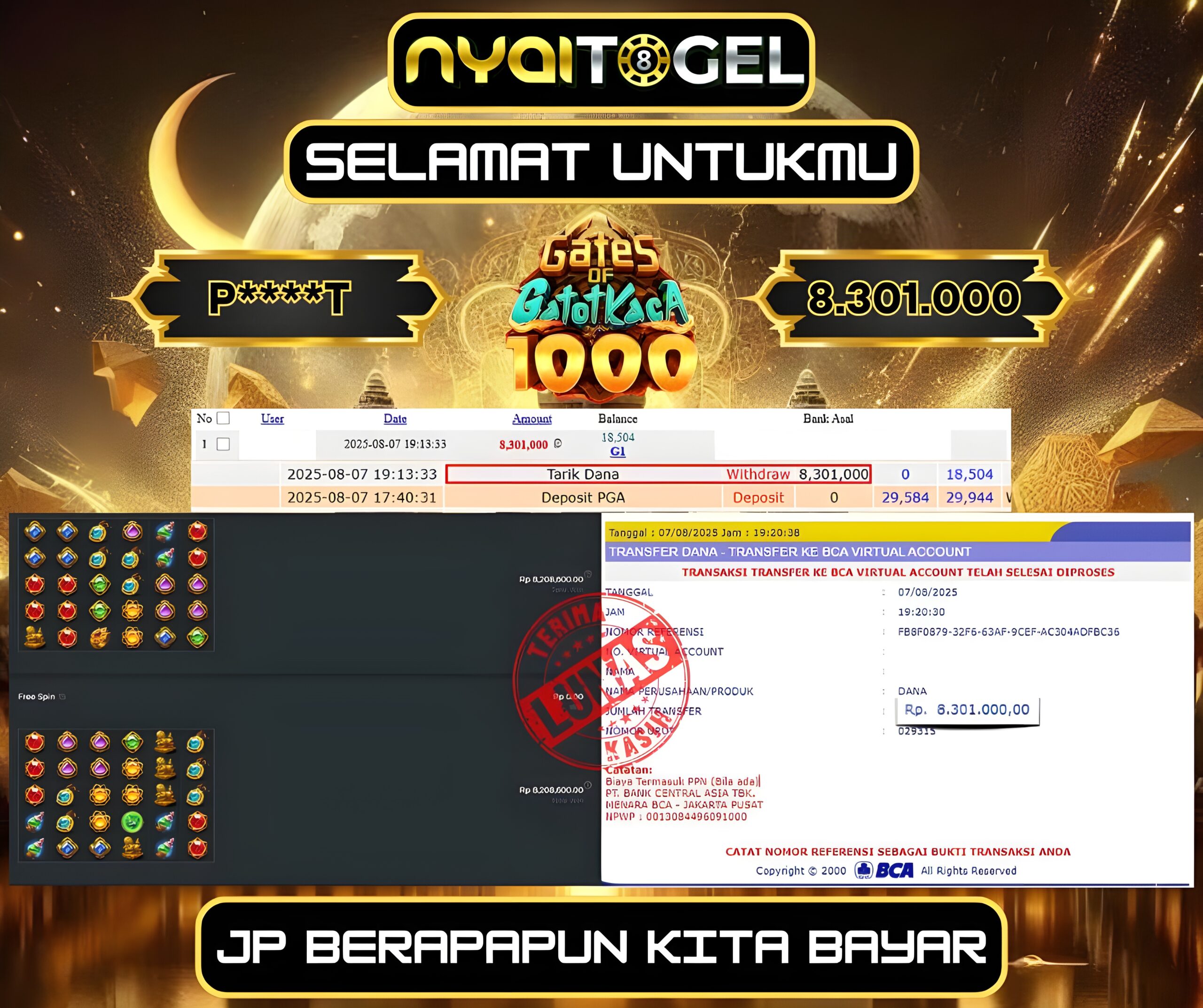 bukti jp slot